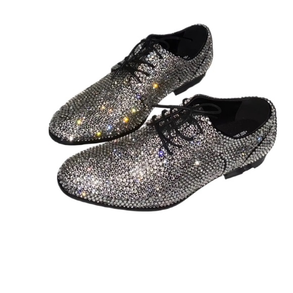 Men’s Crystal Diamonds Lace Up Loafers All Sizes New main image 4